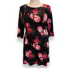 Torrid 1 (1X 14/16)‎ Betsey Johnson Rose Print Ponte Skater Dress w/Cutout Back